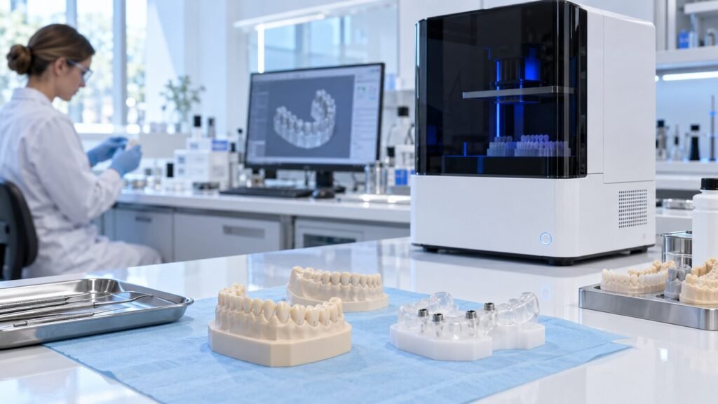 Dental models and guides in a professional laboratory
