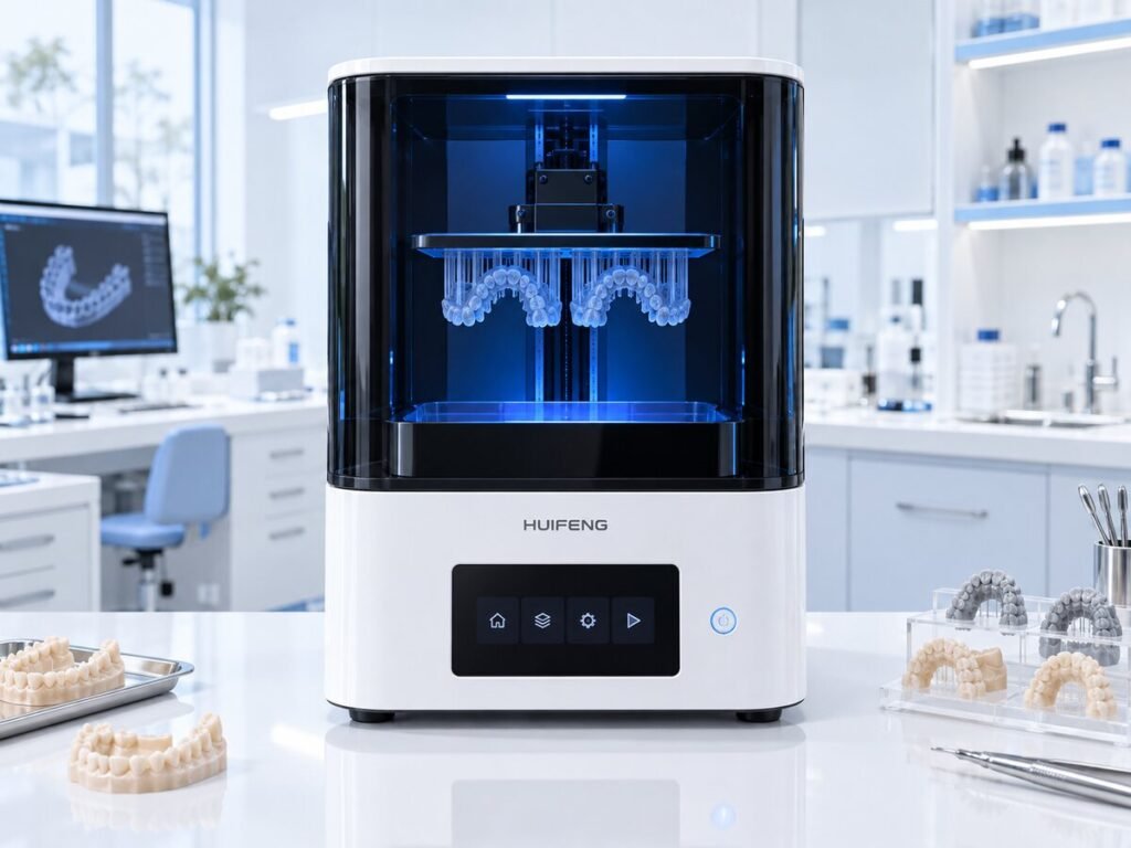White HuiFeng dental 3D printer producing dental models